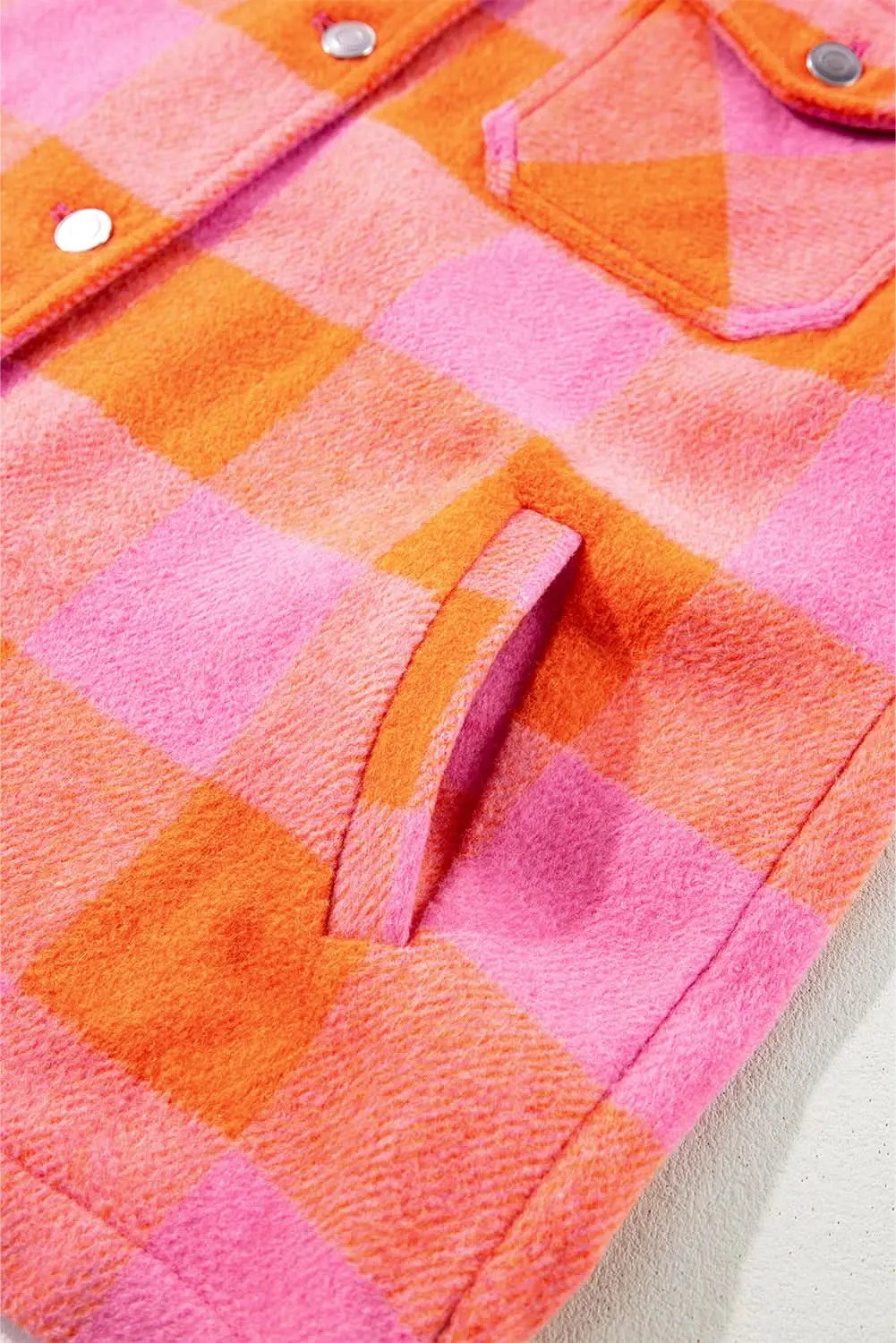 Orange plaid button-up jacket - Love Salve